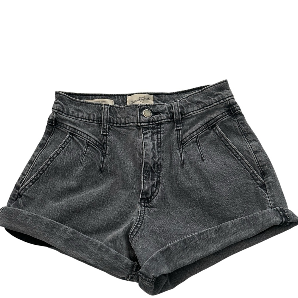Women's Black Denim Universal Thread High Rise Midi Shorts NWOT size 25R